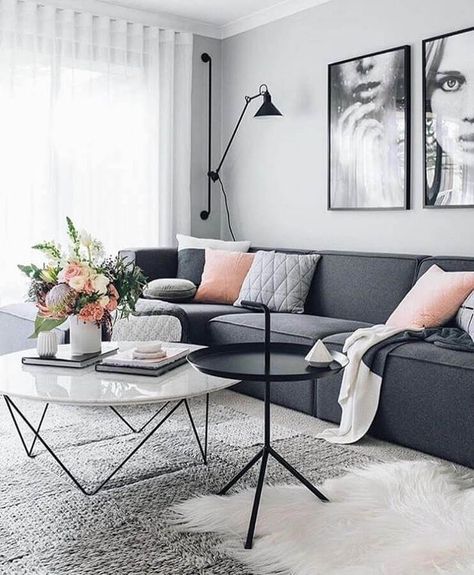 Cores que combinam com preto; Preto com cinza na decoração