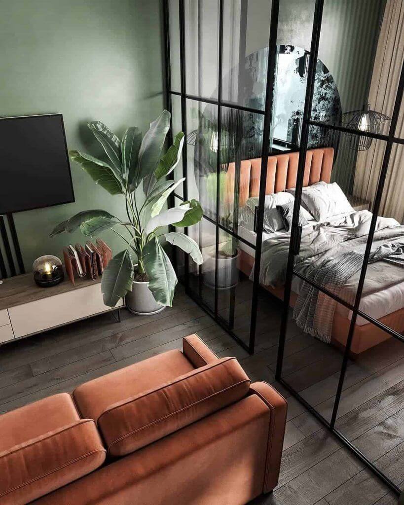 Divisória de vidro para o quarto 