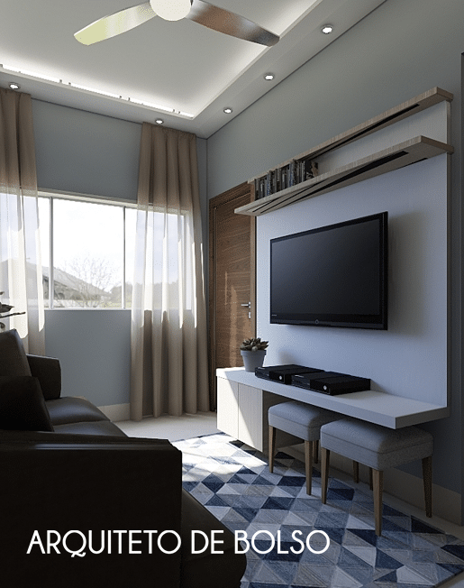 Como decorar uma sala pequena com cortina ampla, em cor clara e com o tecido leve ilumina ainda mais o ambiente