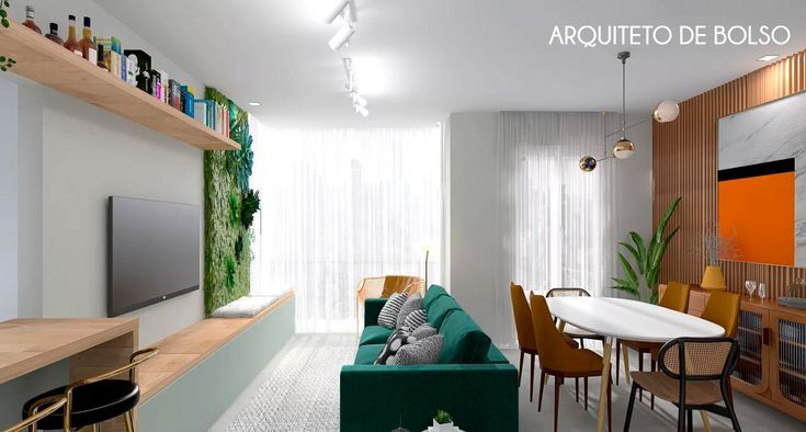 como decorar uma sala de estar estreita com o rack funcional em madeira proporciona um ambiente claro