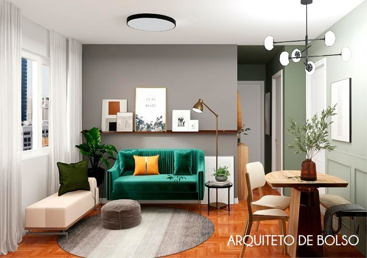 Como decorar uma Sala de estar pequena junto com a sala de jantar