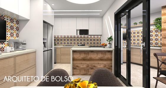 casa pequena com cozinha e sala com divisória