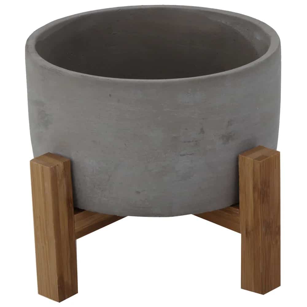 Decoração barata, cachepot com base de madeira