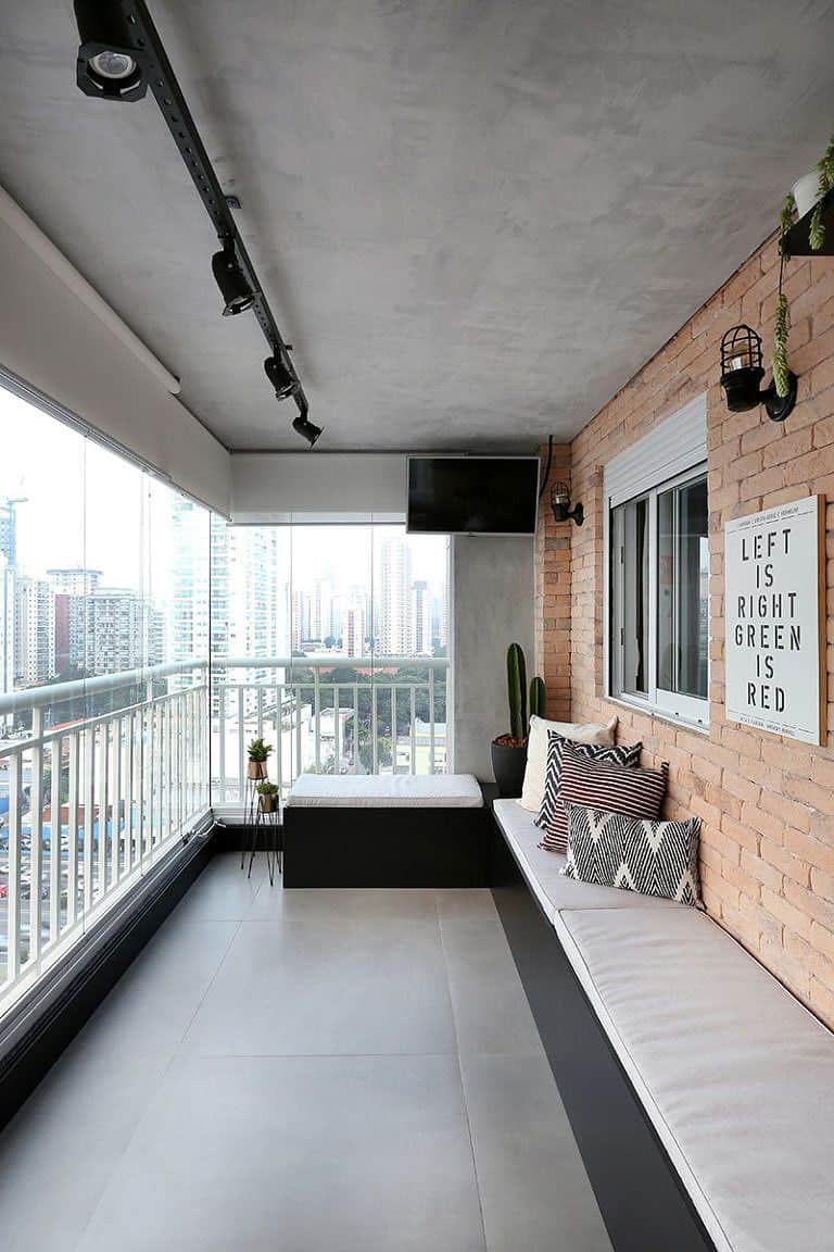 Decoração com cimento queimado, sacada