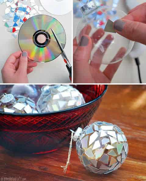Faça você mesmo seus enfeites de Natal, bola de Natal com CD