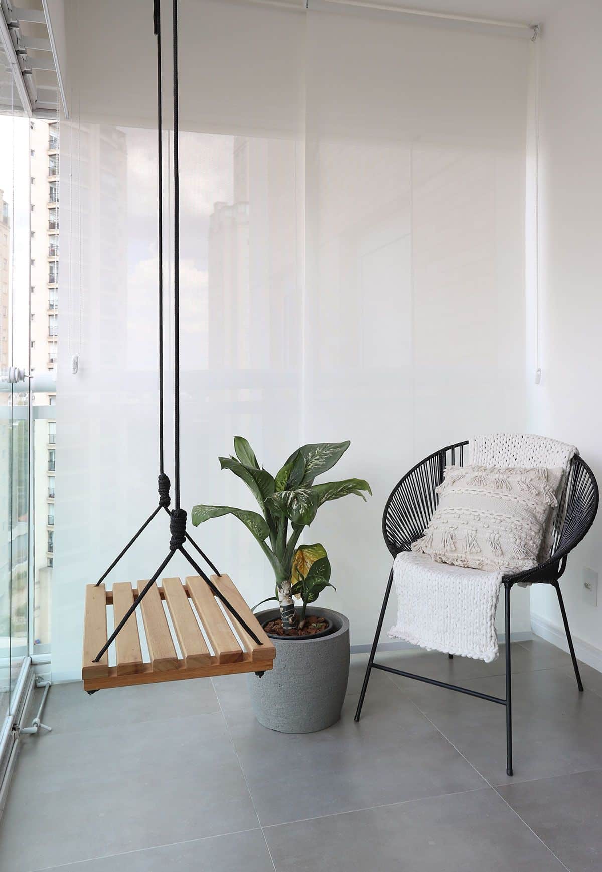 Minimalismo na decoração, sacada de apartamento