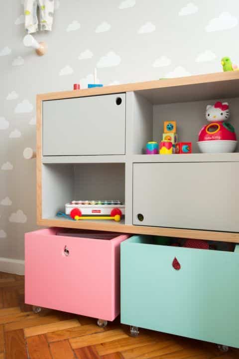 Organizar o quarto das crianças, caixa organizadora