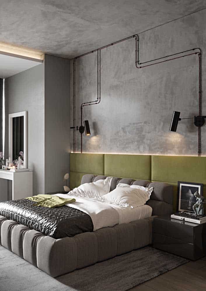 Quarto cinza e verde