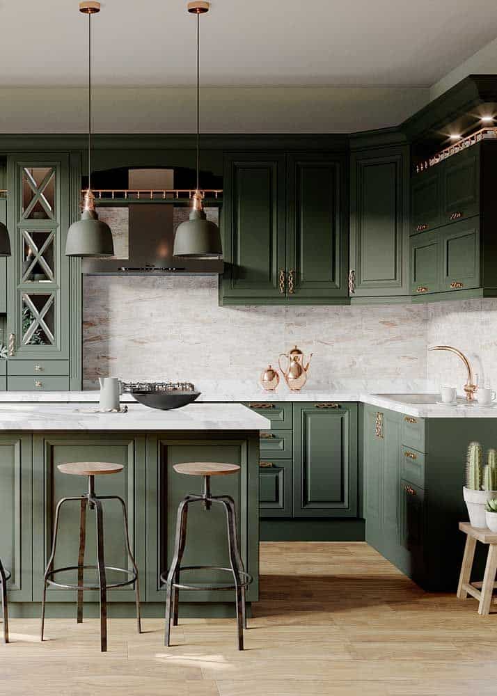 Tendências de decoração para 2020, cozinha em verde monocromático