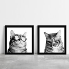 kit-2-quadros-gato-usando-oculos-preto-e-branco-consultorio